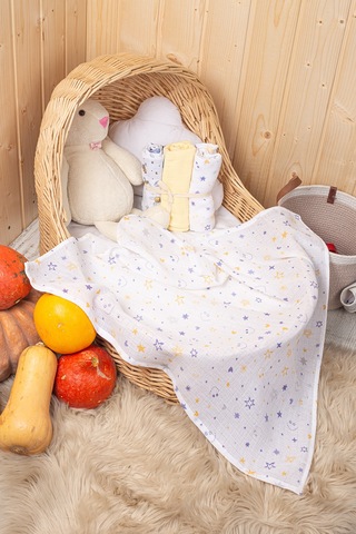 Luckka 3'lü Çok Amaçlı Müslin Örtü Seti - 75x75 Cm - Ztc200 Sarı Sarı