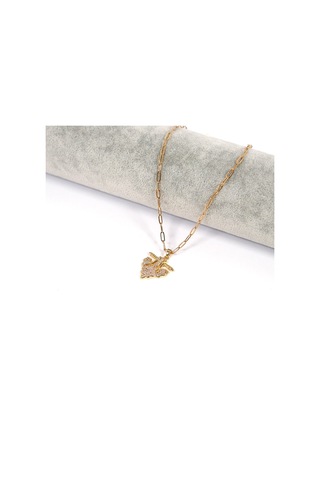 Çelik Kolye Işıltılı Tasarım Kolye - K-128 Altın