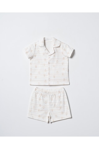Hafy Baby Gömlek Yaka, Unisex Bebek/ Çocuk Şortlu Pijama Takımı Ekru
