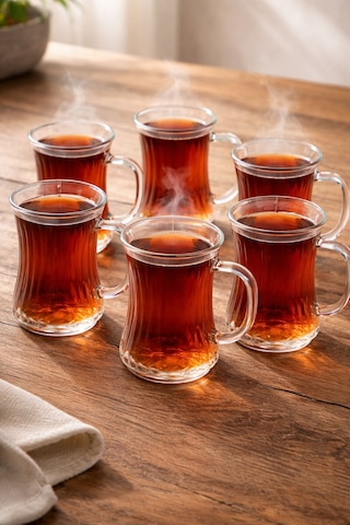 6 Lı Borosilikat İnce Cam Kulplu Pinterest Çay Bardağı Bardak Şeffaf