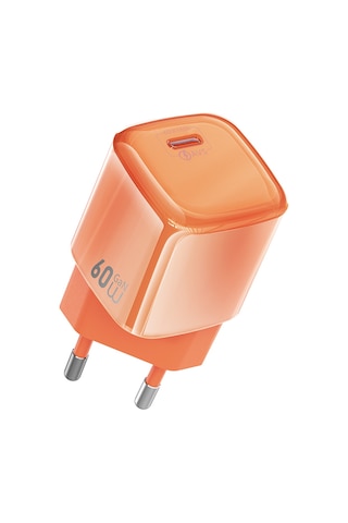 Wiwu Wi-g037 Jade Dynamic Serisi Avs Özellikli Gan Tech Pd Şarj Başlığı 60w Turuncu