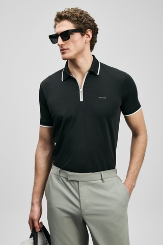 Lufian Chase Erkek Polo Yaka T-shirt 111040236 Siyah