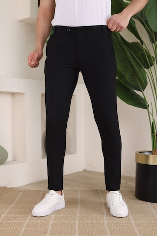 Moderie Butik Erkek Slim Fit Likralı Bilek Boy Dilli Kumaş Pantolon Siyah