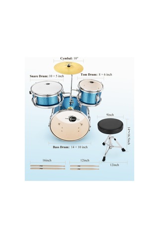 Eastar Eds-180msb 14" 3-parça Çocuk Davulu Metallic Sky Blue