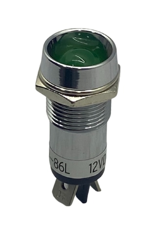 12v Göz Lambası Metal Büyük Ledli Yeşil 16 Mm