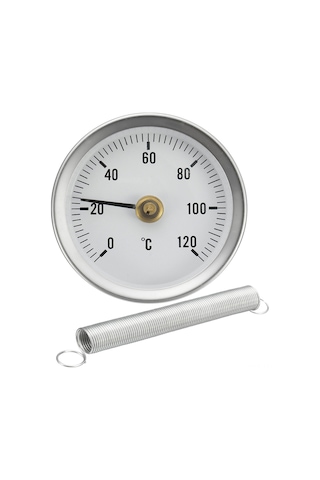 63mm Klipsli Boru Termometresi Sıcaklık Ölçer Yaylı 0-120 Sıcak Su Borusu Termometresi