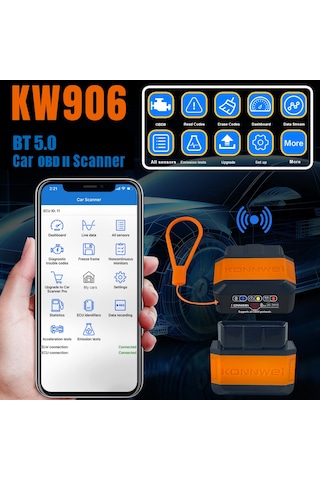 Suofeng "konnweı Kw906 Bluetooth Obd2 Araç Tanıma Cihazı - Ios & Android Uyumlu"