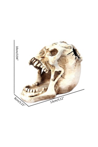 Kafatası Baş Süsü İskelet Kalemlik Masaüstü Kalem Düzenleyici Makyaj Fırçası Araçları Depolama Beyaz