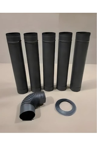 5 Tam Boru 1 Dirsek 1 Ayna Mat Antresit Soba Borusu 5 Adet 70 Cm Boru 1 Adet Dirsek 1 Adet Ayna