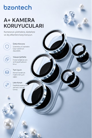 Samsung Galaxy S26 Ultra Uyumlu Kamera Lens Koruyucu Gök Mavisi