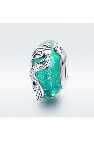 Fastbuy S925 Ayar Gümüş Yeşil Deniz Kızı Boncuk Dıy Bilezik, Renkli Cam Boncuklar Aksesuar Çok Renkli
