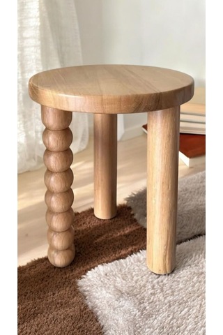 Ahşap 2 Li Set Yan Sehpa Modern Fiskos / Çiçeklik Natural Renk Vernikli Cilalı Ahşap