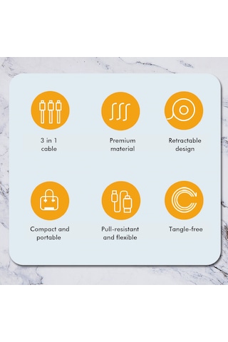 Suofeng Kırmızı 3'lü Şarj Kablosu, 5 Seviye Uzunluk Ayarlı, Hızlı Şarj+akıllı Koruma, İos/android/type-c Uyumlu Sadece Şarj