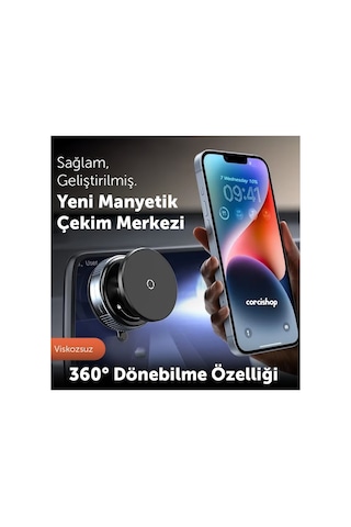 Tesla Model Y/x/s/juniper İçin Kablosuz Araç Telefon Tutucu Manyetik Aynaya Cama Zemine Yapışır K009 Siyah