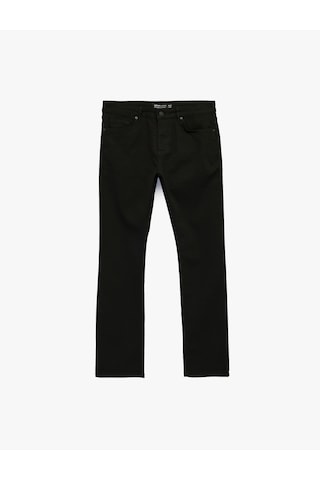 Koton Normal Bel Pamuklu Straight Fit Jean Pantolon - Mark Jean Siyah 6sam40034nd
