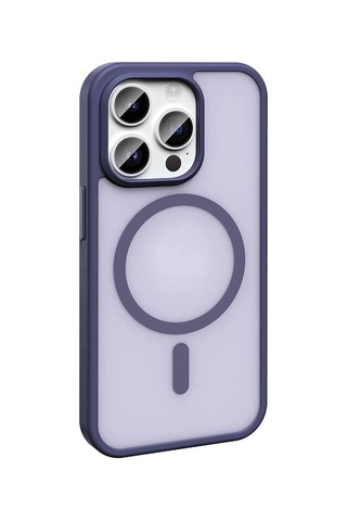 Apple Uyumlu iPhone 14 Pro Max Kılıf Magsafe Şarj Özellikli Mat Arka Yüzey Redclick Sio Kapak - Koyu Mor