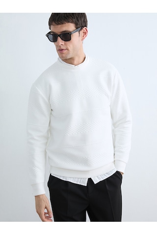 Lcw Vision Beyaz Bisiklet Yaka Erkek Sweatshirt