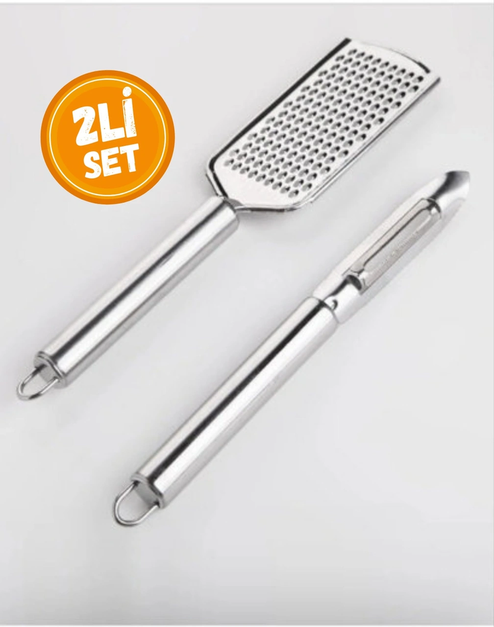 Mucit Home 2li Set Paslanmaz Çelik Rende Ve Soyacak Peynir Çikolata Zencefil Patates Limon Rende Sebze Soyucu Gümüş