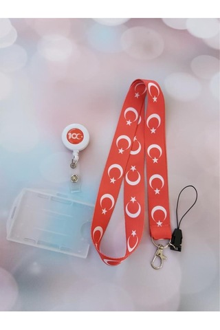 Türk Bayrağı Kart Askısı Ve Cumhuriyet 100. Yıl Yoyo Yaka Kartlığı Yatay Dikey Kart Koruyucu