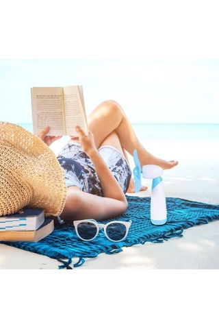 Mini El Fanı Taşınabilir Soğutma Fanı Dış Mekan Için Elektrikli Fan 0737 Mavi