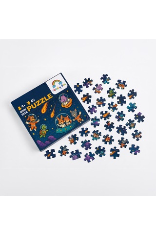 Astronotlar Mini Puzzle 40 Parça 3-7 Yaş Eğitici Çocuk Puzzle Yapboz