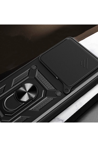 Kilifone - Redmi 13 4g Uyumlu - Kılıf Stand Olan Kamera Korumalı Sürgülü Vega Kapak - Mavi