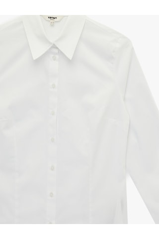 Koton Basic Slim Fit Düğmeli Uzun Kollu Pamuklu Gömlek Beyaz 6sak60295uw Beyaz