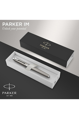Parker Im Doldurucu / Krom Süslemeli Paslanmaz Çelik / Orta Uçlu Ve Mavi Mürekkepli Dolma Kalem / Hediye Kutusu Genel
