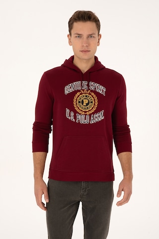 U.S. Polo Assn. Erkek Regular Fit Kapüşonlu Şardonlu Bordo Sweatshirt 50308999-VR014