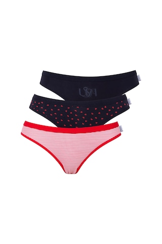 U.s Polo Assn. 66425 Kadın Pamuklu 3'lü Slip Külot-lacivert&kırmızı&lacivert Çok Renkli