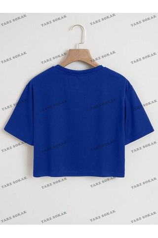 Flood Of Style Crop Ckod-232913 Kalp Desenli Kısa Mavi