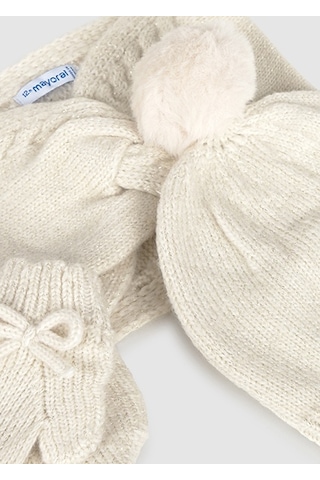 Mayoral Krem Bebek Bere Atkı Eldiven Takım 10019 Krem