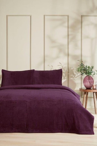 Merinos Modern Line Tek Kişilik Battaniye Seti 150x220 -mürdüm Mürdüm