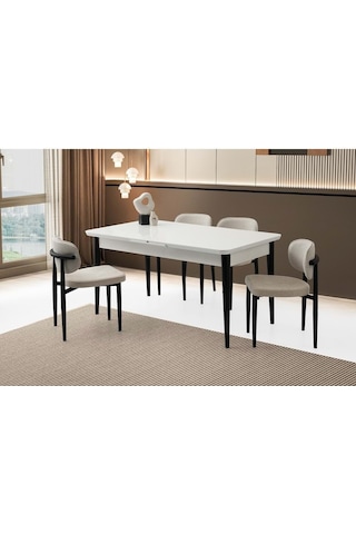 Mobilgen Beyaz 160+37 Kelebek Tekno Kenar Hg Açılabilir Masa Beyaz