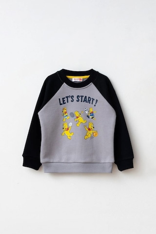 Erkek Çocuk Reglan Kollu Baskılı Sweatshirt - Lacivert Lacivert