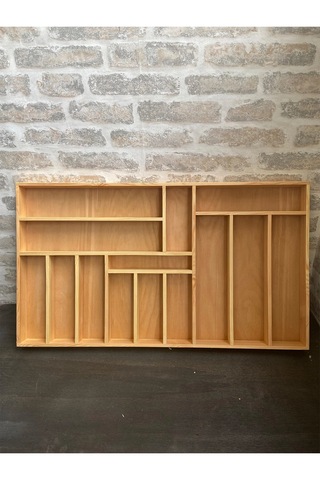 80x45 Cm Masif Ahşap Kaşıklık Çekmece İçi Yemek Takımı Ve Servis Gereçleri Düzenleyici Organizer