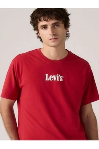 Levi's Erkek Bisiklet Yaka Kısa Kollu Kırmızı T-shirt - A20820363