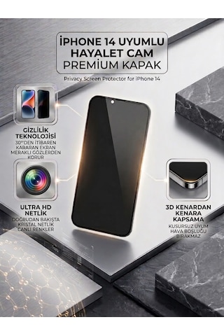 Apple Iphone 14 Uyumlu Ekran Koruyucu Hayalet Cam