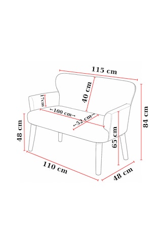 Roma Çay Seti Koltuk Takımı - Babyface Kumaş - Ahşap Ayak - Koyu Gri