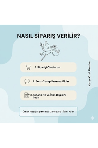 Baby Shower Kişiye Özel İsimli Karşılama Flaması - Leylek Temalı Kumaş Afiş