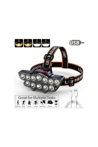 Şarjlı 12 Led Kafa Lambası Işıldak Balıkçı Kamp Lambası Beyaz Şarjlı 12 Led Kafa Lambası Işıldak Balıkçı Kamp Lambası Beyaz