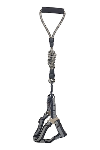 Köpek Göğüs Tasma Seti Dalga Desenli 2.5 Cm 50-72 Cm Siyah-beyaz Beyaz - Siyah