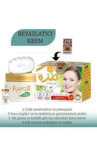 Mazhar Beyazlatıcı Kanza Kremi Sabun ve Serum Seti 3'lü Set 1 Kutu