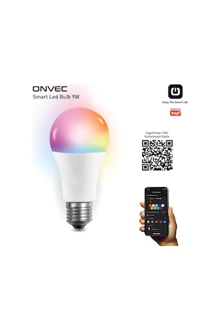 Geeroyoo Onvec 2gen Tuya Wifi + Bluetooth 9w Akıllı Ampul, Rgb Renk Seçeneği, Uzaktan Kontrol, Enerji Tasarrufu. Beyaz