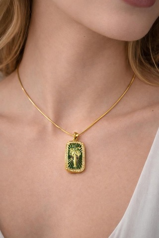 Çelik Palmiye Tarot Kolye Gold Zincir Zirkon Taşlı Kolye Altın Çelik Palmiye Tarot Kolye Gold Zincir Zirkon Taşlı Kolye Altın