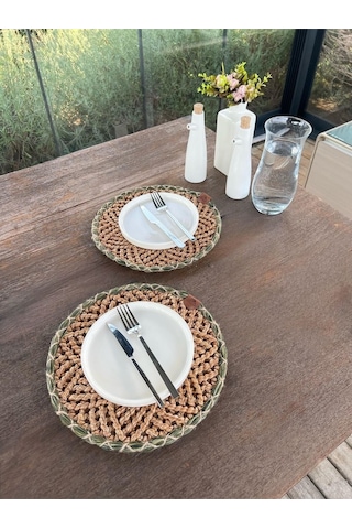 2'li Amerikan Servis - Leke Tutmaz- Kahverengi-yeşil 33 X 33 Cm Kahverengi