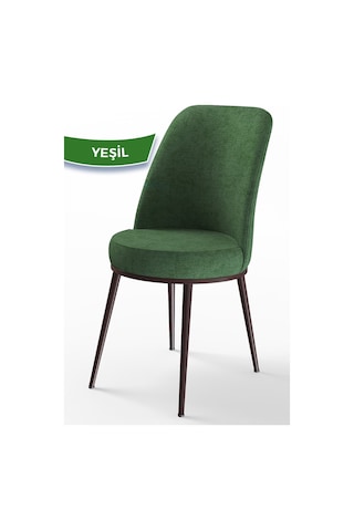 Canisa Concept Dexa Serisi, Üst Kalite Yemek Odası Sandalyesi, Metal Kahverengi Iskeletli, 6 Adet Sandalye Metal, Yeşil
