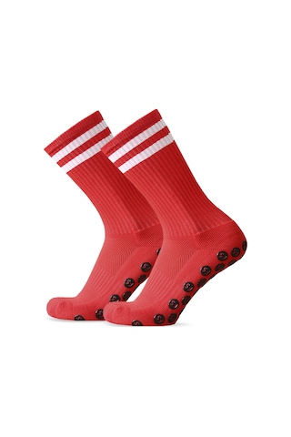 Xindoker Kırmızı Futbol Çorabı - Ravelin, Nemi Emici, Kaymaz Altı, 1 Çift - Polyester + Spandex Kırmızı