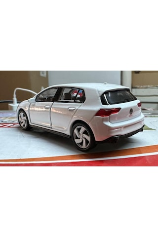 Oyuncak Metal Model Araba 1/36 Çek Bırak Vw Golf 8 Gtı Beyaz