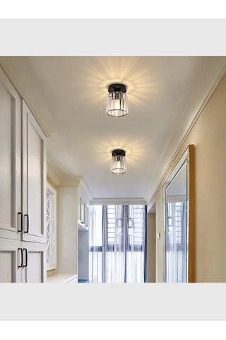 Yonlux Avize Kristal Tavan Lambası, Ampul E27, Siyah 463000317 Siyah